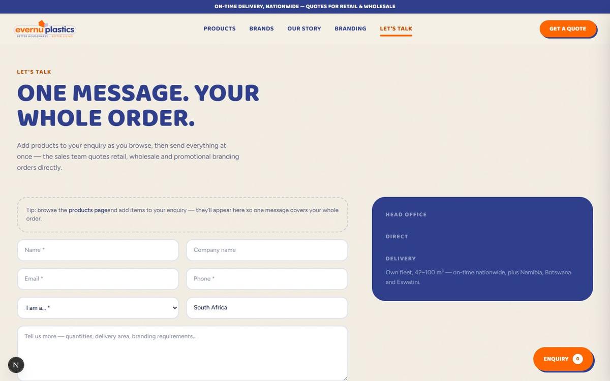 Evernu concept enquiry page